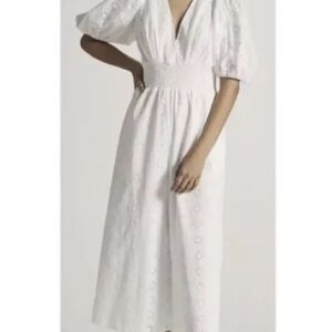 Anthropologie Hutch Smocked Jumpsuit White